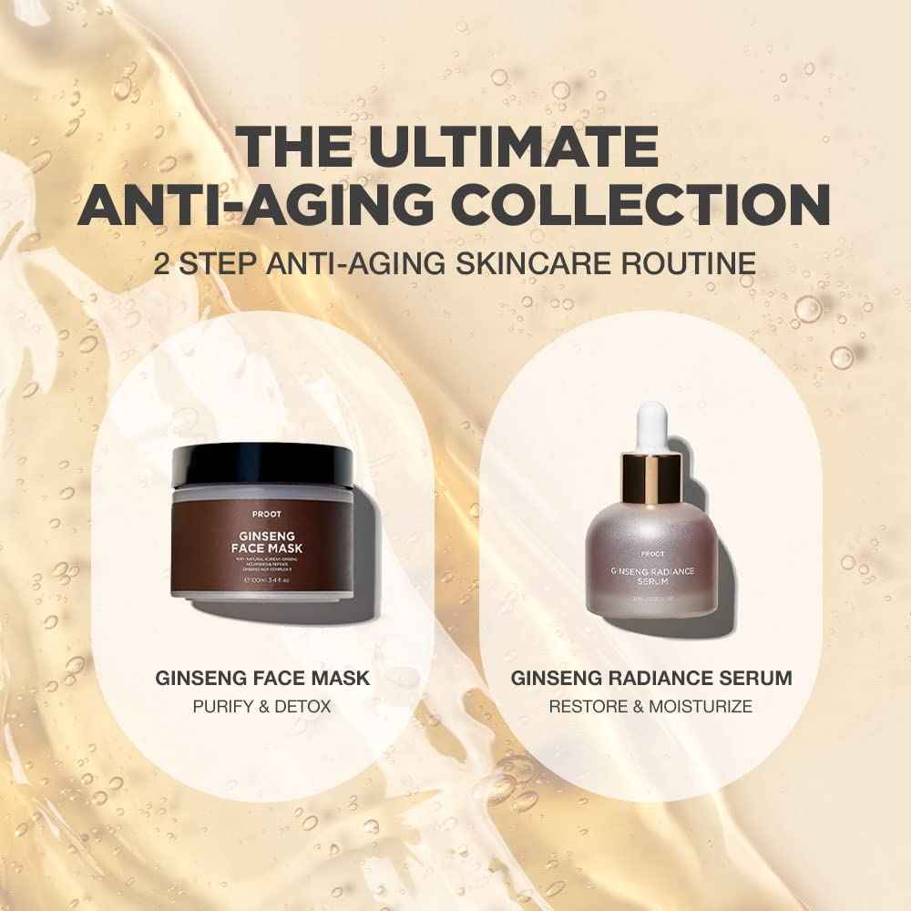 PROOT Ginseng Face Mask | 52.9% Korean Red Ginseng Extract | Skin Rejuvenating Formula for Wrinkles, Fine-Lines, Firmness and Elasticity | Korean Skin Care, Vegan, Cruelty-free | 3.4 fl. oz.