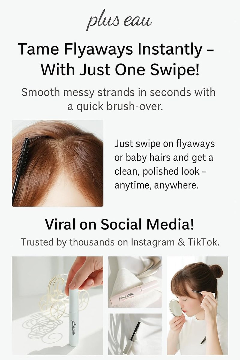 Plus eau Point Keep Hair Finishing Stick - Baby Hair & Edge Control, Small Brush Strong Hold Hair Mascara for Hairline & Part, Made in Japan, Fruity Bouquet Scent