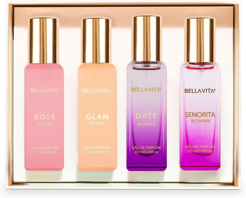 Luxury Women's Perfume Gift Set - Bellavita Rose, Senorita, Date & Glam | 80ml | Long-Lasting Floral Fragrance