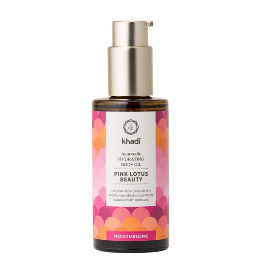 khadi PINK LOTUS BEAUTY Ayurvedic Hydrating Body Oil - Balancing & moisturizing sensual oil - 100% plant-based & natural - 3.38 fl oz