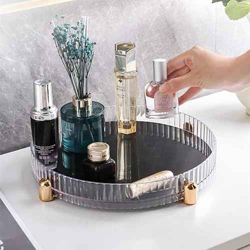 Makeup Perfume Organizer, 360¡Æ Rotating Skincare Organizer, Vanity Tray, Spinning Cosmetics Organizer for Dresser, Vanity, Bathroom Countertop, Clear