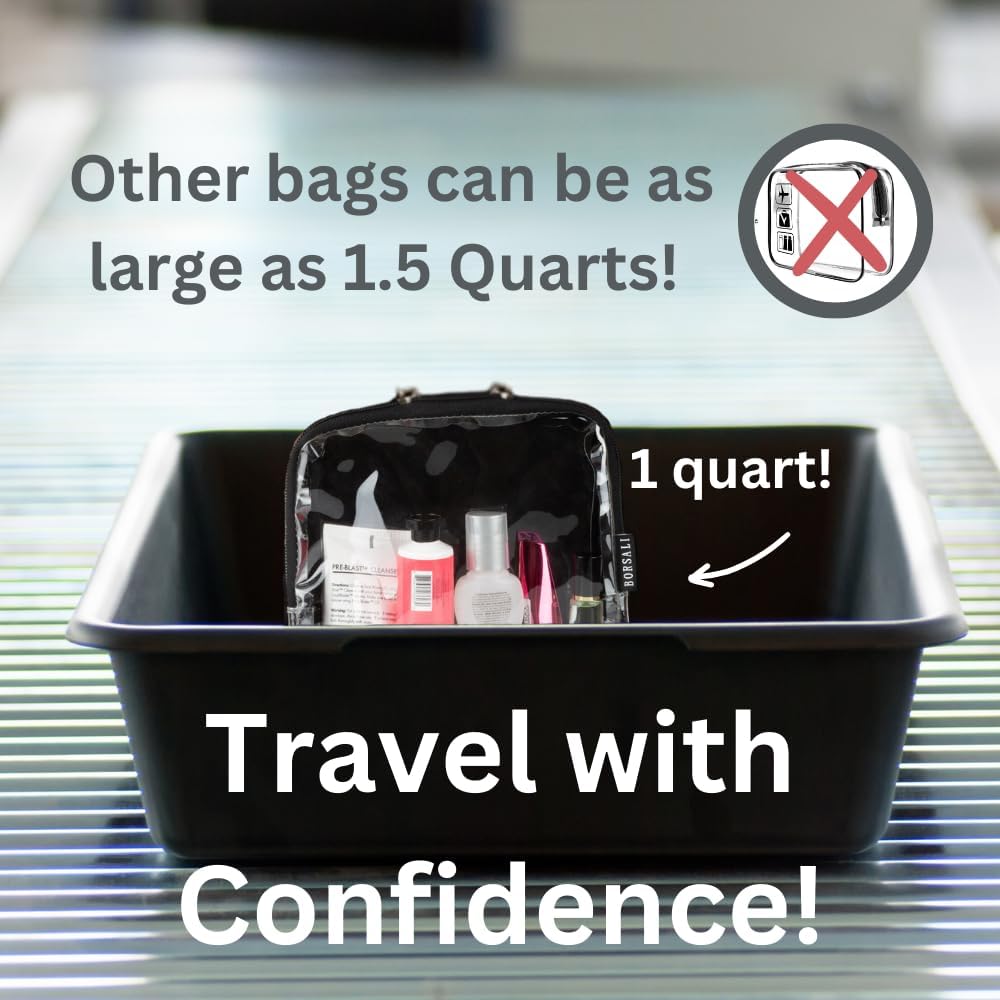 BORSALI TSA Approved Clear Toiletry Bag Set - 3 Color Travel Organizers for Easy Security Access