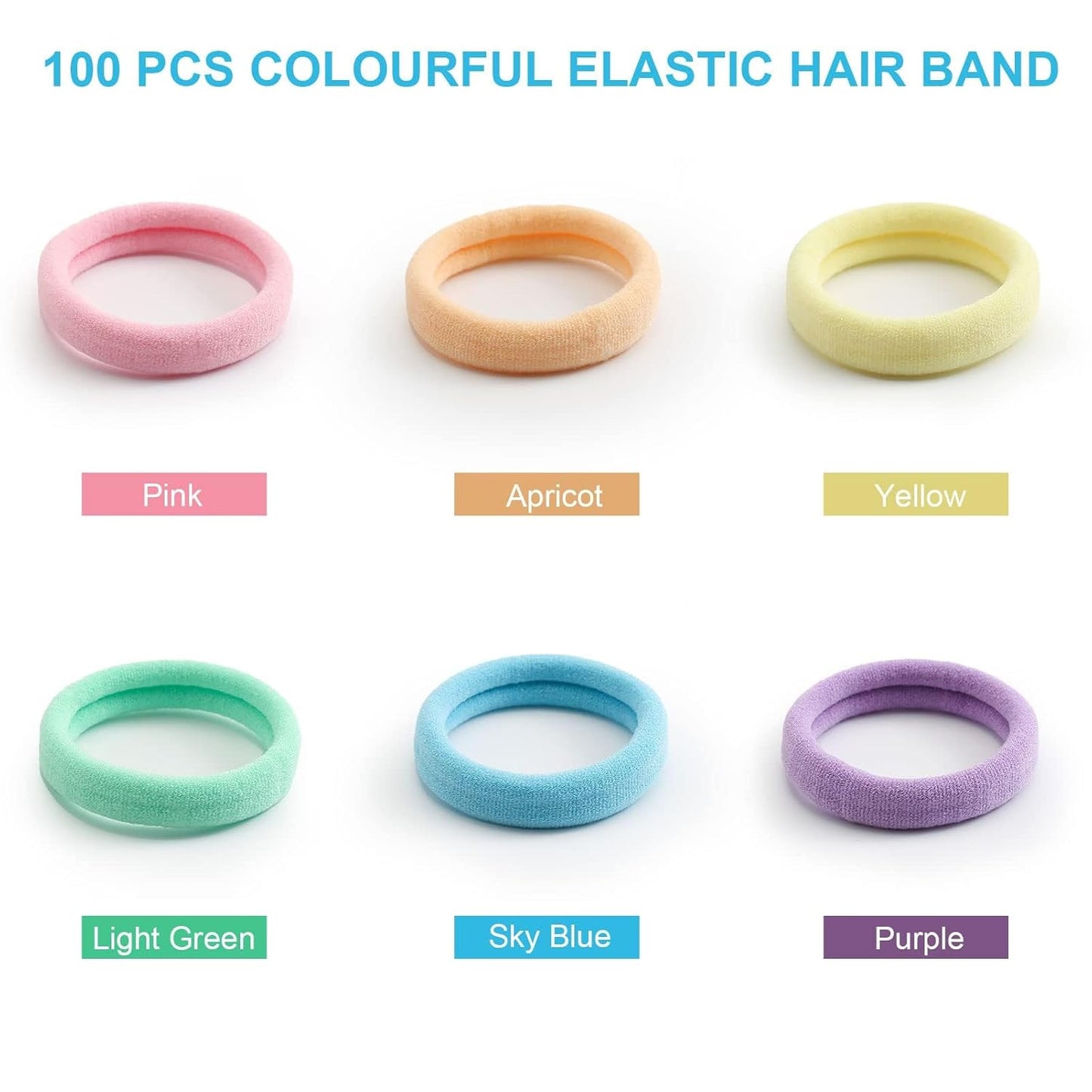 100PCS Black Hair Ties for Women Girls, Seamless Thick Black Hair Band, Elastic Hair Ties No Damage Ponytail Holder
