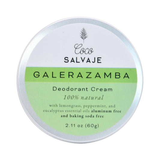 COCO SALVAJE Natural Deodorant for Women & Men | Aluminum Free Deodorant with Magnesium | Non toxic, Vegan, Hypoallergenic and Pregnancy Safe | Organic Ingredients | 2.11oz (GALERAZAMBA (Lemongrass))