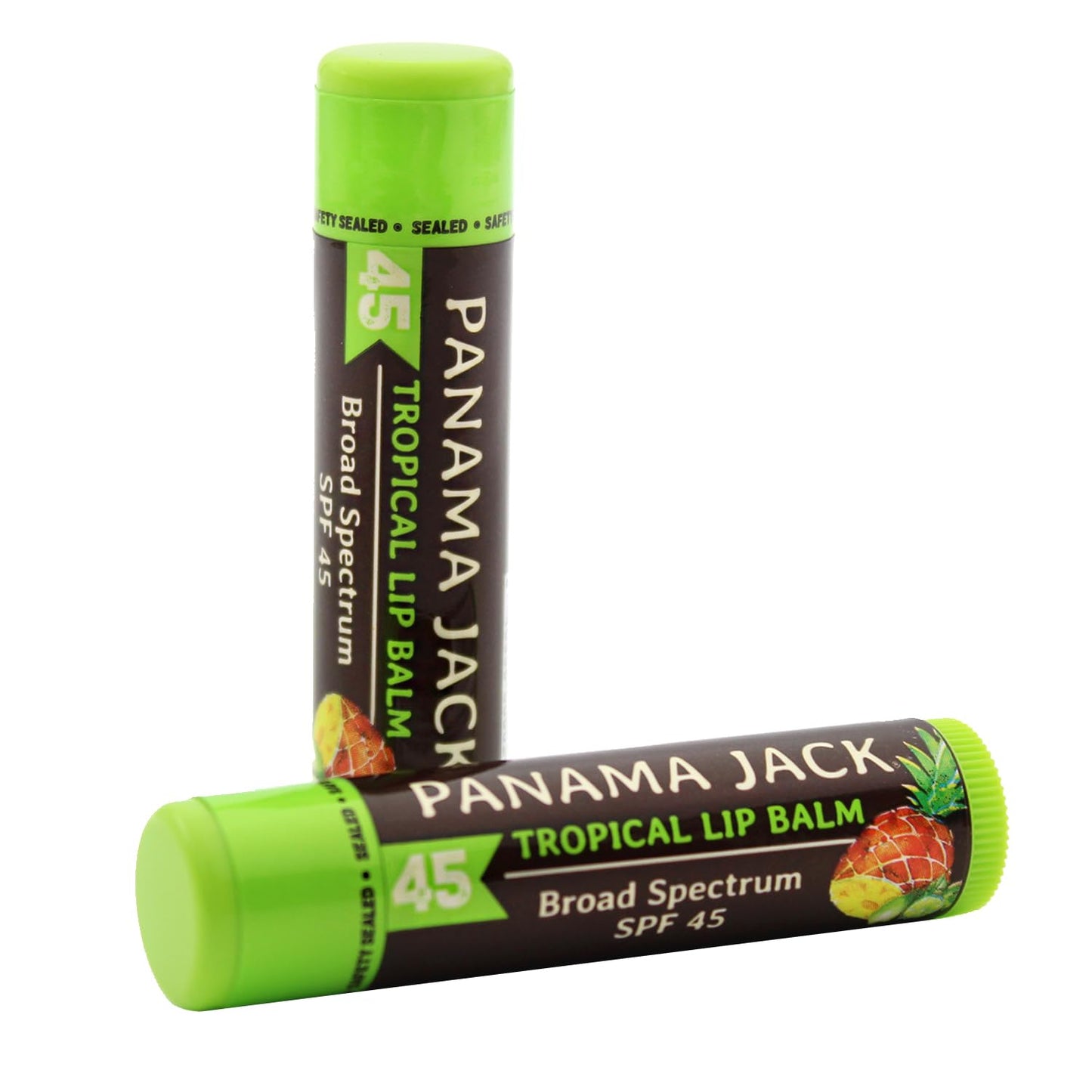 Panama Jack Sunscreen Lip Balm - SPF 45 Broad Spectrum UVA-UVB Protection | Soothes Dry, Chapped Lips, Tropical, 2-Pack