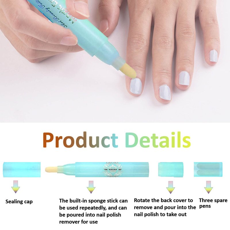 QIUFSSE Nail Polish Remover Pen, 3PCS Nail Polish Corrector Pen Polish Cuticle Clean Up Nail Polish Correction Pen Can Hold Nail Makeup Remover