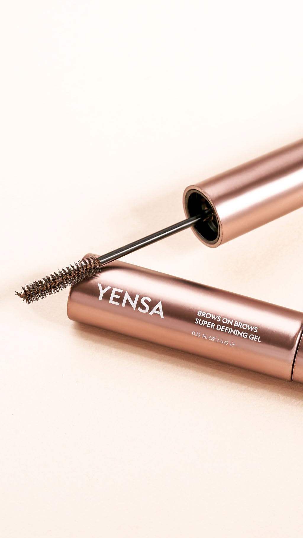 YENSA Brows On Brows Super Defining Tinted Eyebrow Gel - Long-Wear Shaping Eye Brow Gel with Superfoods for Color & Thickness - Combs, Shapes & Locks Eyebrows into Place - Dark Brown (0.17 oz)
