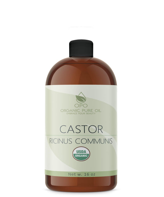 Organic Castor Oil | USDA Certified Organic, Pure and Cold Pressed, Refined, Non-GMO Hexane-Free - 16 oz - for Skin, Hair, Nails, Body, Eyelashes, Growth, Conditions, Nourishes & Hydrates