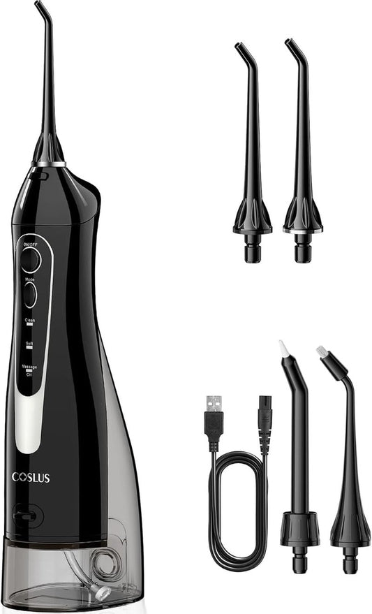 Water Flosser - 300ML Cordless Oral Irrigator for Teeth Cleaning | IPX7 Waterproof, 4 Tips for Sensitive Gums & Braces