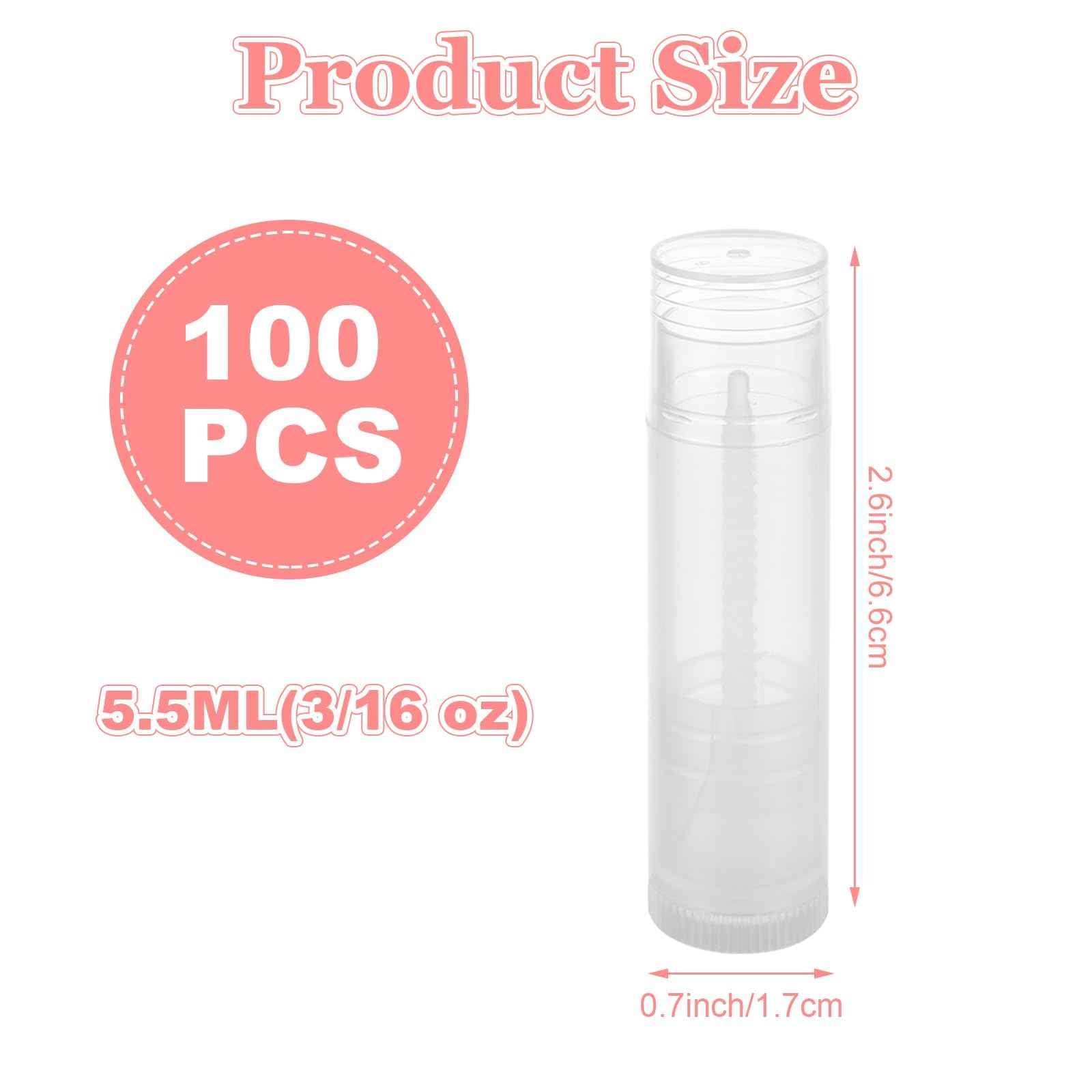 ACXFOND 100Pcs Twist-up Lip Balm Tubes with Filling Tray and Spatula, 5.5ml (3/16 Oz) Empty Plastic Lip Gloss Balm Containers for DIY Homemade Lipsticks, Chapsticks and Homemade Solid Perfume