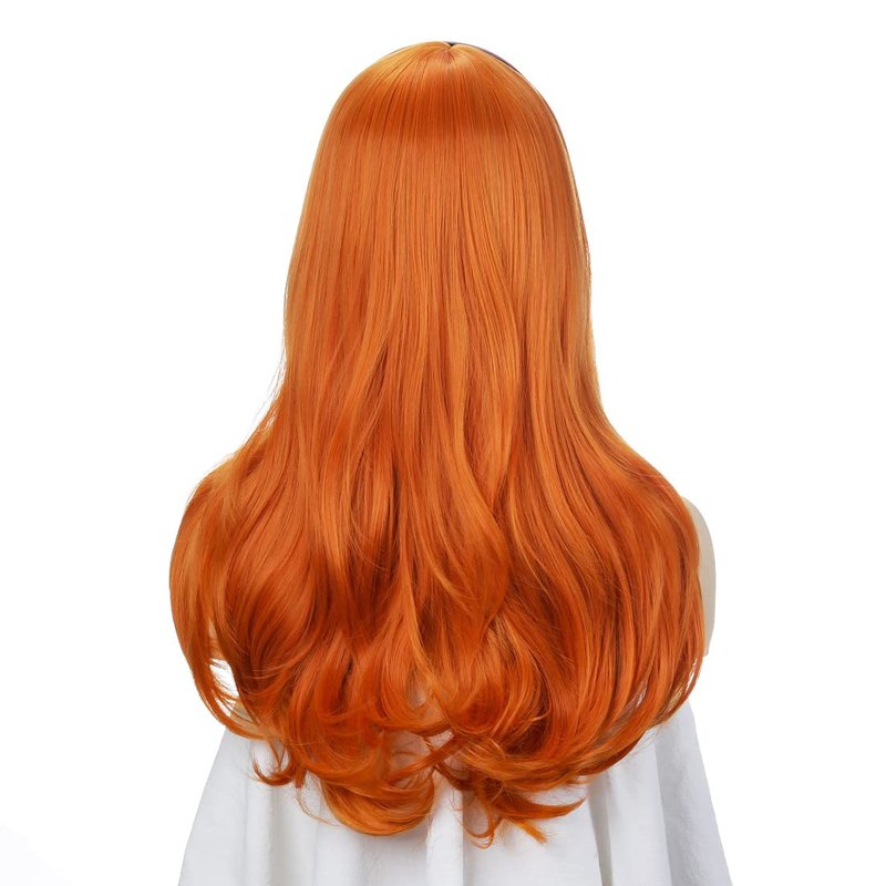 TSNOMORE Long orange Wig Women Halloween Costume Party Cosplay Wig with Accessories (Color-1)
