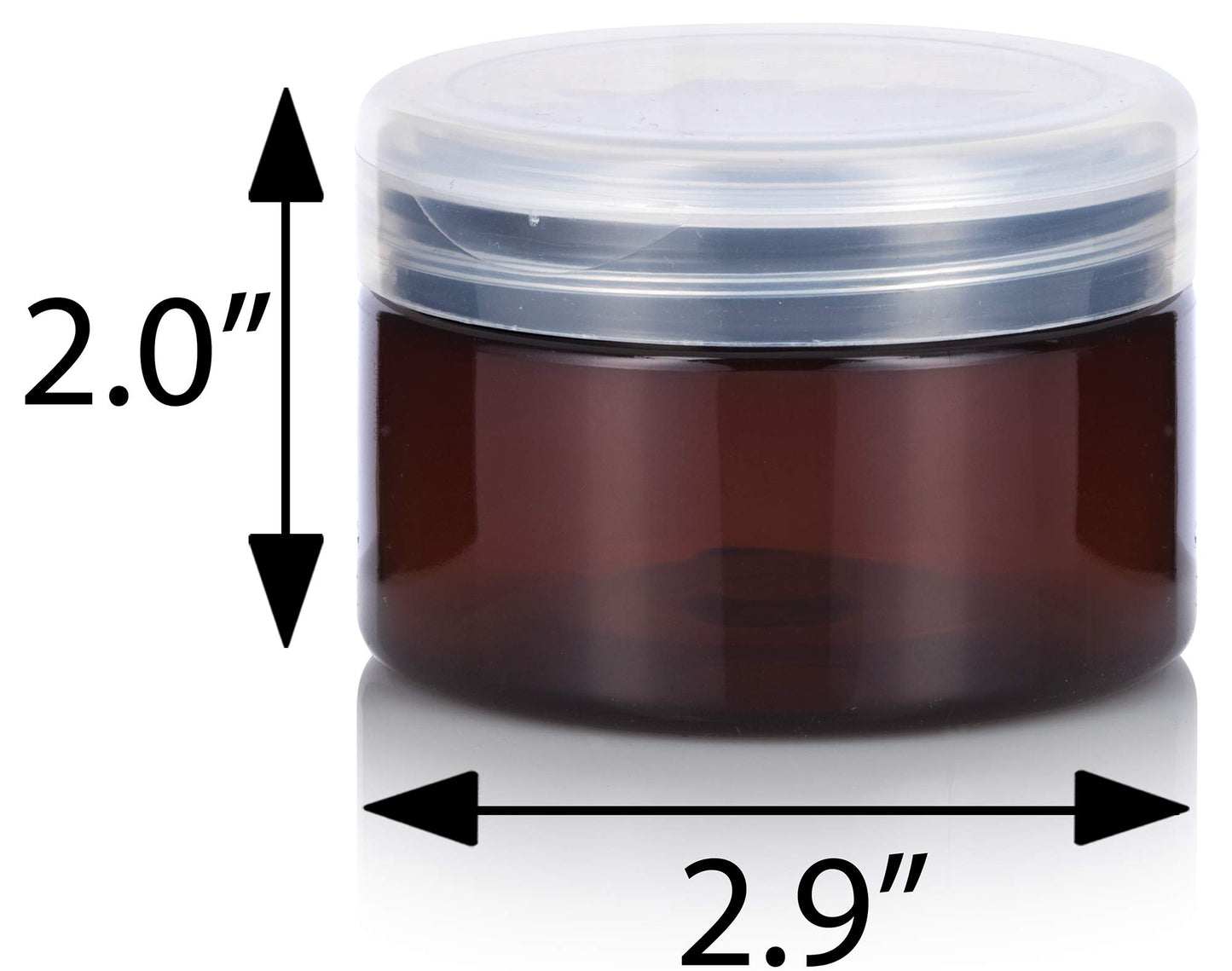 (12 pack) 4 oz Amber PET Plastic Low Profile Jar with Clear Natural Flip Top