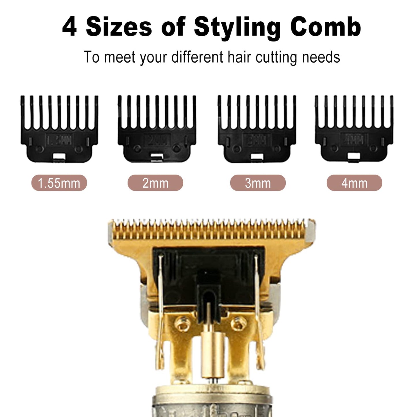 BTRICL Cordless Hair & Beard Trimmer with 4 Guide Combs,Rechargeable T-Blade Hair Edgers Hair Clippers for Zero Gapped Haircut,Professional Electric Hair Trimmer Gifts for Men & Fathers Day(Bronze)