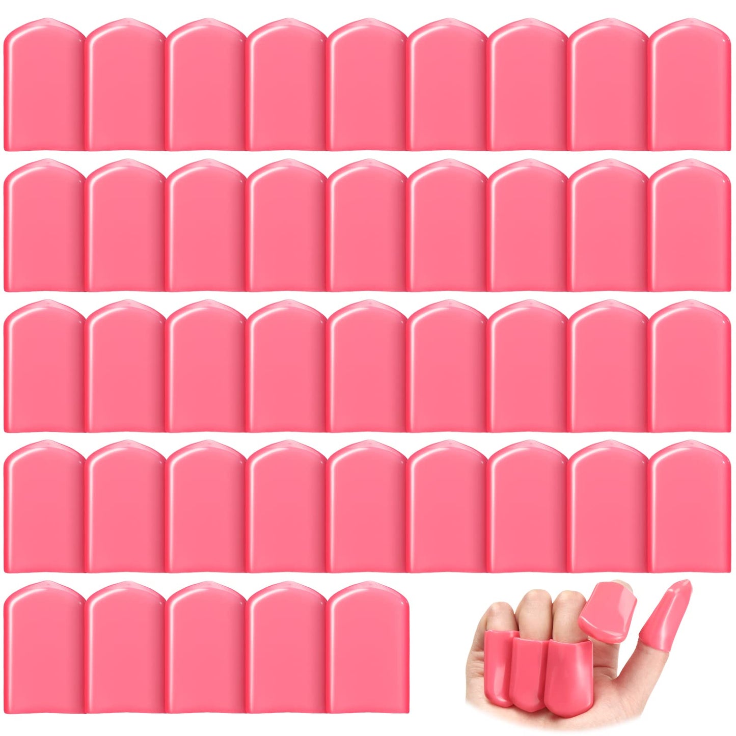 Loopeer 50 Pcs 0.94 x 1.57'' Tanning Finger Tips UV Protection Nail Protector Polish Protector for Fingers PVC Covers Gel Nail Remover Caps Sleeves for Tanning Beds UV Rays(Pink)