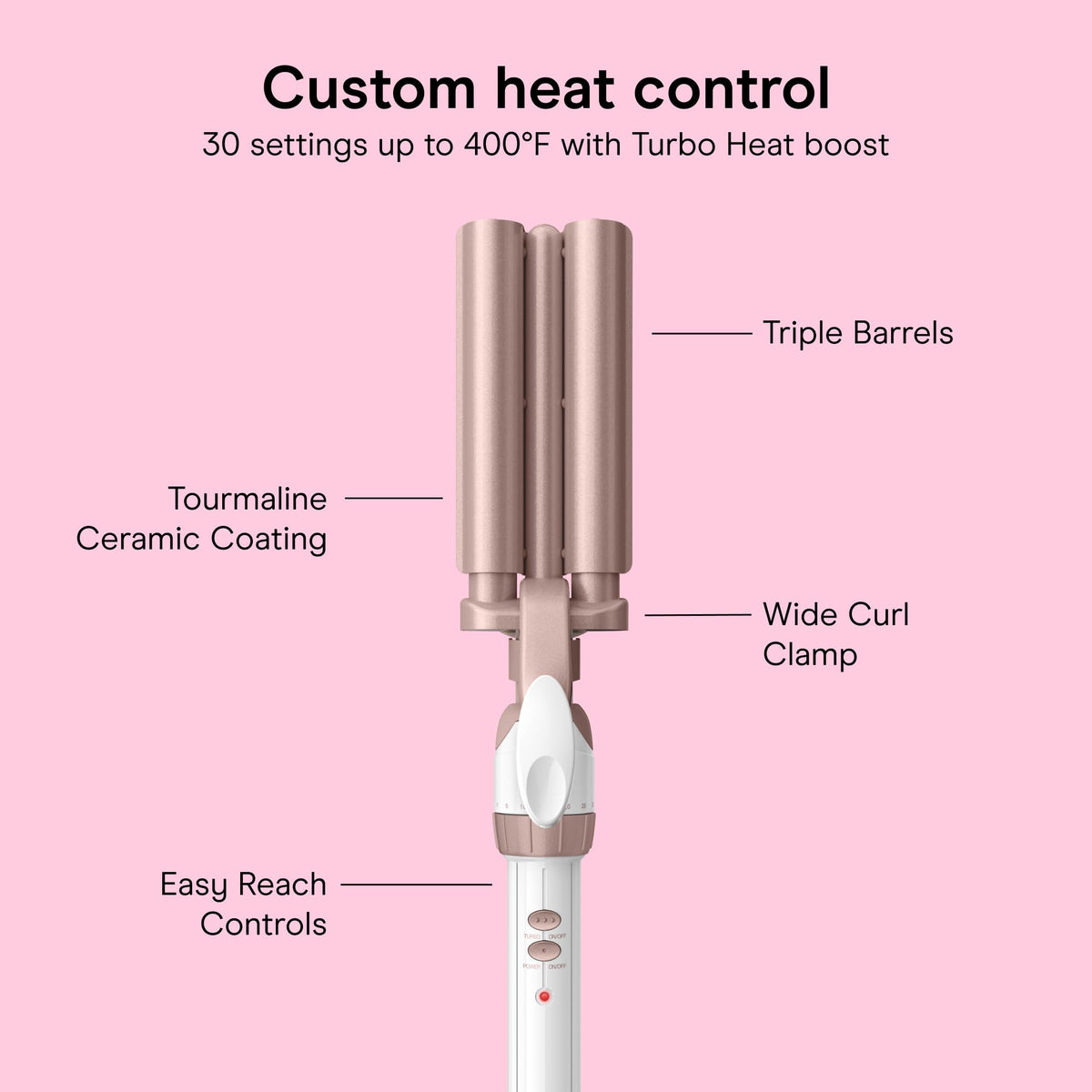 Conair Curling Iron & Waver Hair Tool, Triple Barrel, White/Rose Gold