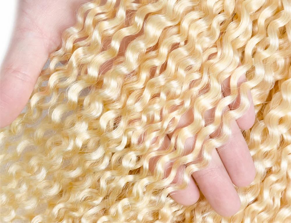 Blonde Curly Bundles 613 Honey Blonde Human Hair Bundles 14 16 18 Inch Brazilian Virgin Remy Hair Extensions 613 Kinky Curly Bundle Double Weft