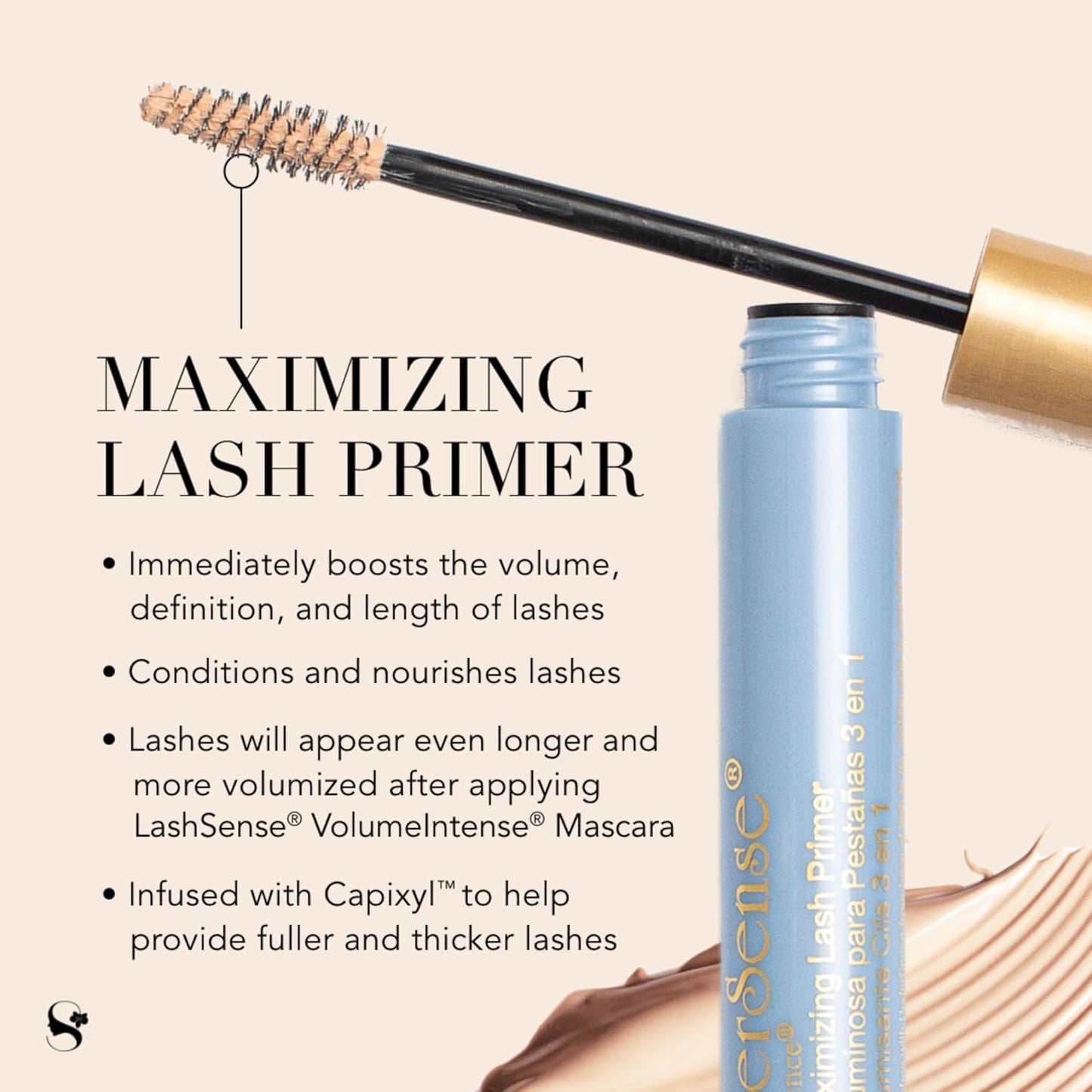 UnderSense 3-in-1 Maximizing Lash Primer, 0.25 Oz, Conditioning, Lengthening, Volumizing, Nourishing Formula for Enhanced Lash Definition