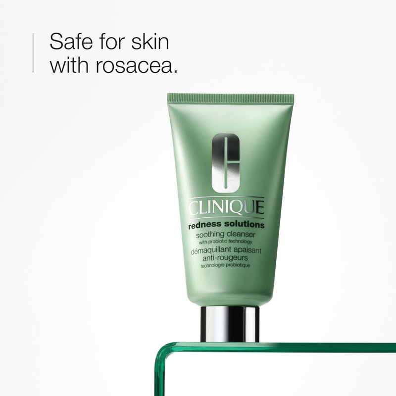 Clinique Redness Solutions Soothing Oil Free Face Cream Cleanser with Probiotic Technology | Appropriate for Skin with Rosacea, 5 Fl Oz
