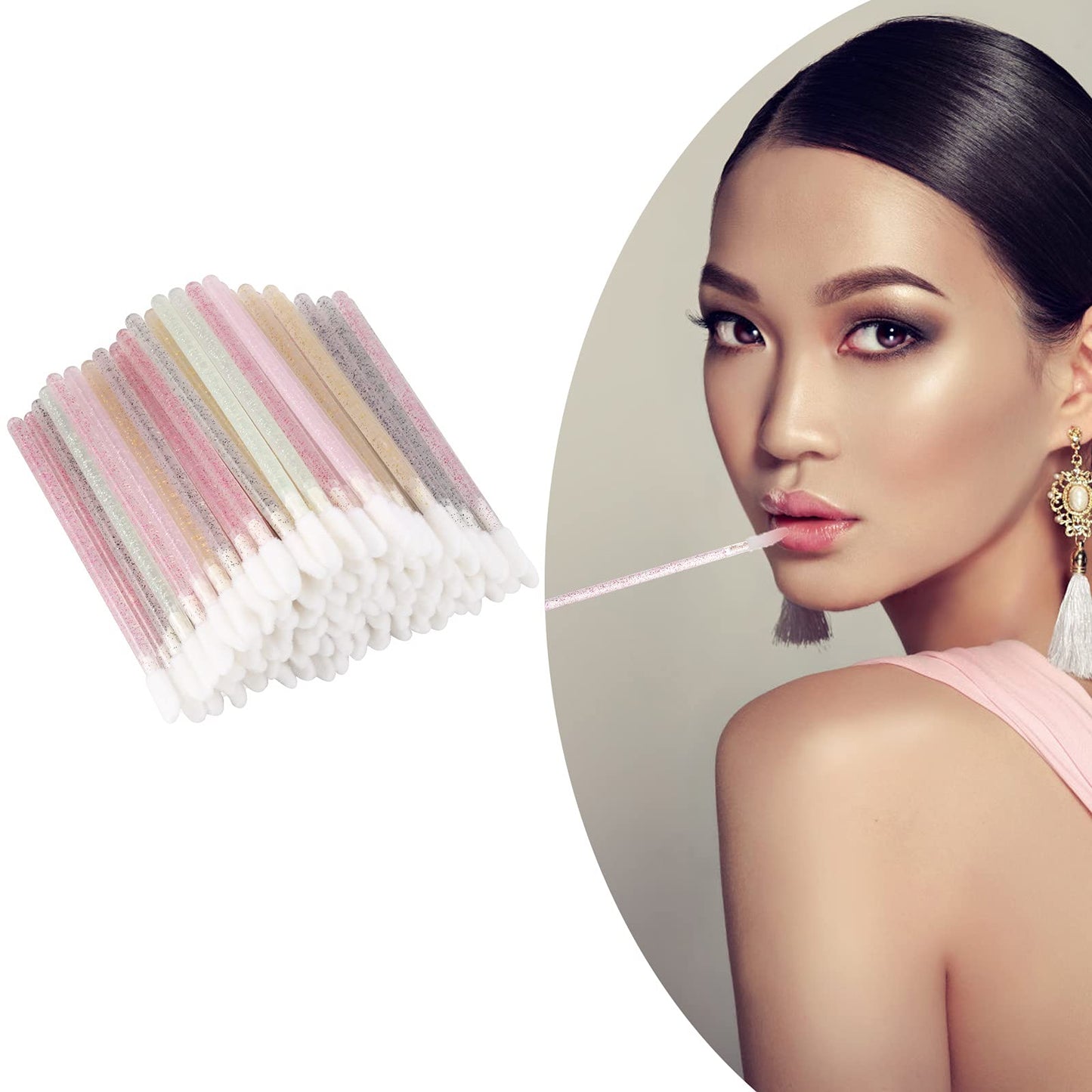1000 Counts Lip Applicators Disposable Lip Brushes Crystal Lipstick Lip Gloss Wands 5 Colors*1000pcs