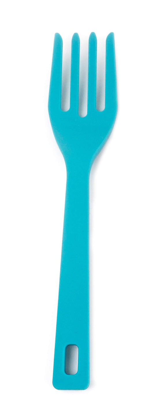 RSVP International Silicone Flexible Fork, Turquoise, 11" | Mixes Ingredients, Mashes Food, Whisks Eggs, & More | Dishwasher Safe & Heat Resistant | Baking, Serving, Mixing Made Easy