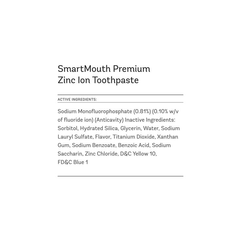 SmartMouth Anti-Cavity + Zinc Toothpaste - Fluoride Toothpaste for Cavity Prevention - Remineralizes Enamel - Sensitive Whitening - Alcohol-Free, Sugar-Free & Gluten-Free - 6 oz, 2-Pack
