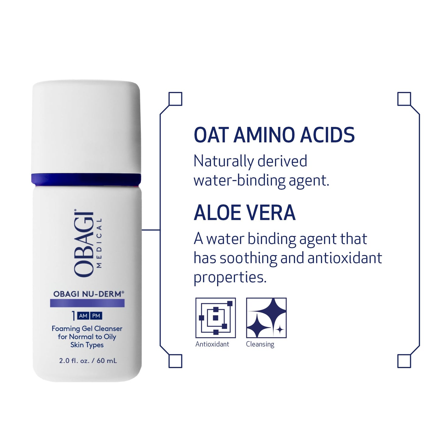 Obagi Nu-Derm Foaming Gel – Gel-Based Cleanser for Normal to Oily & Sensitive Skin – 2 oz, Travel Size