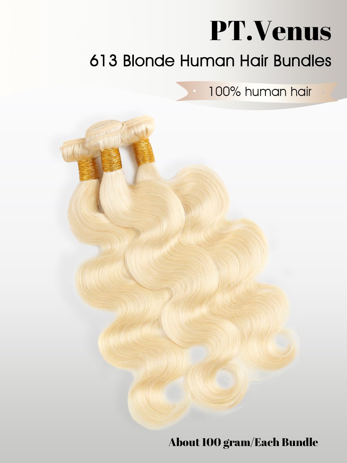 613 Blonde Body Wave Bundles Human Hair 14 Inch 613 Bundle 100% Unprocessed 12A Grade Brazilian Virgin Hair Bundles 1 Single Bundle Human Hair 613 Blonde Bundle Human Hair Extensions for Women