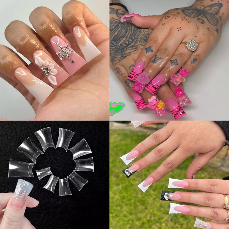 Clear Duck Nail Tips - 500PCS Flare Acrylic Nail Tips for DIY & Salons | 10 Sizes Available