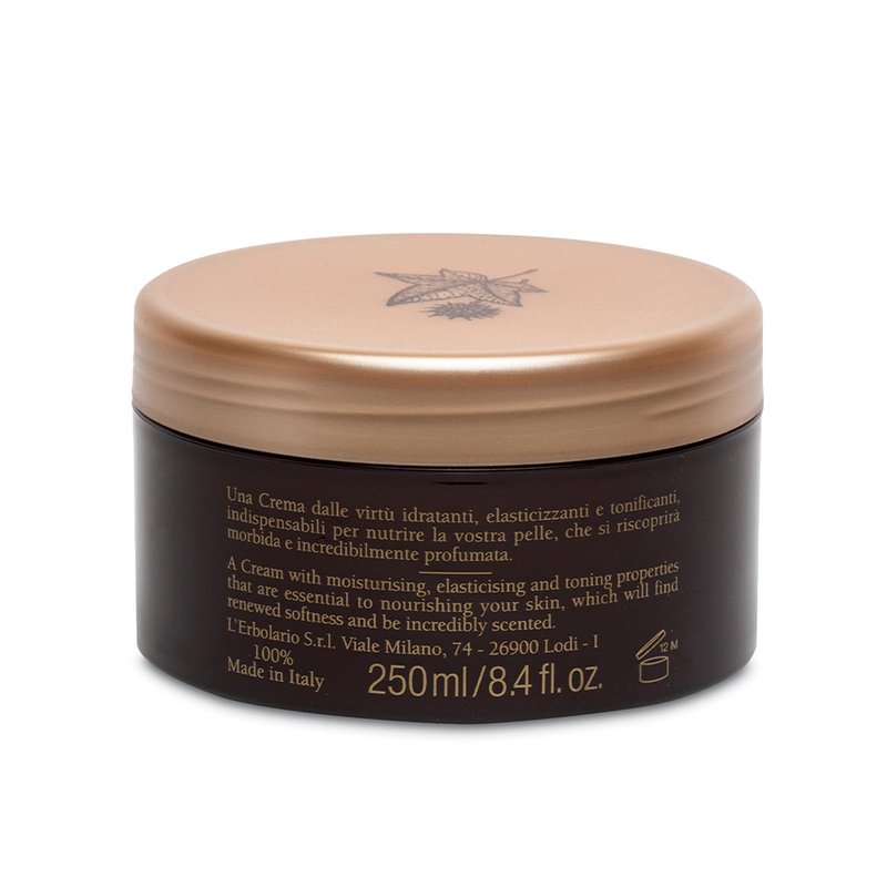 L'Erbolario Body Cream - Moisturizing Body Butter for Dry Skin - Toning and Protecting Skin Care with Amber and Creamy Scent - Ambraliquida - 8.4 oz