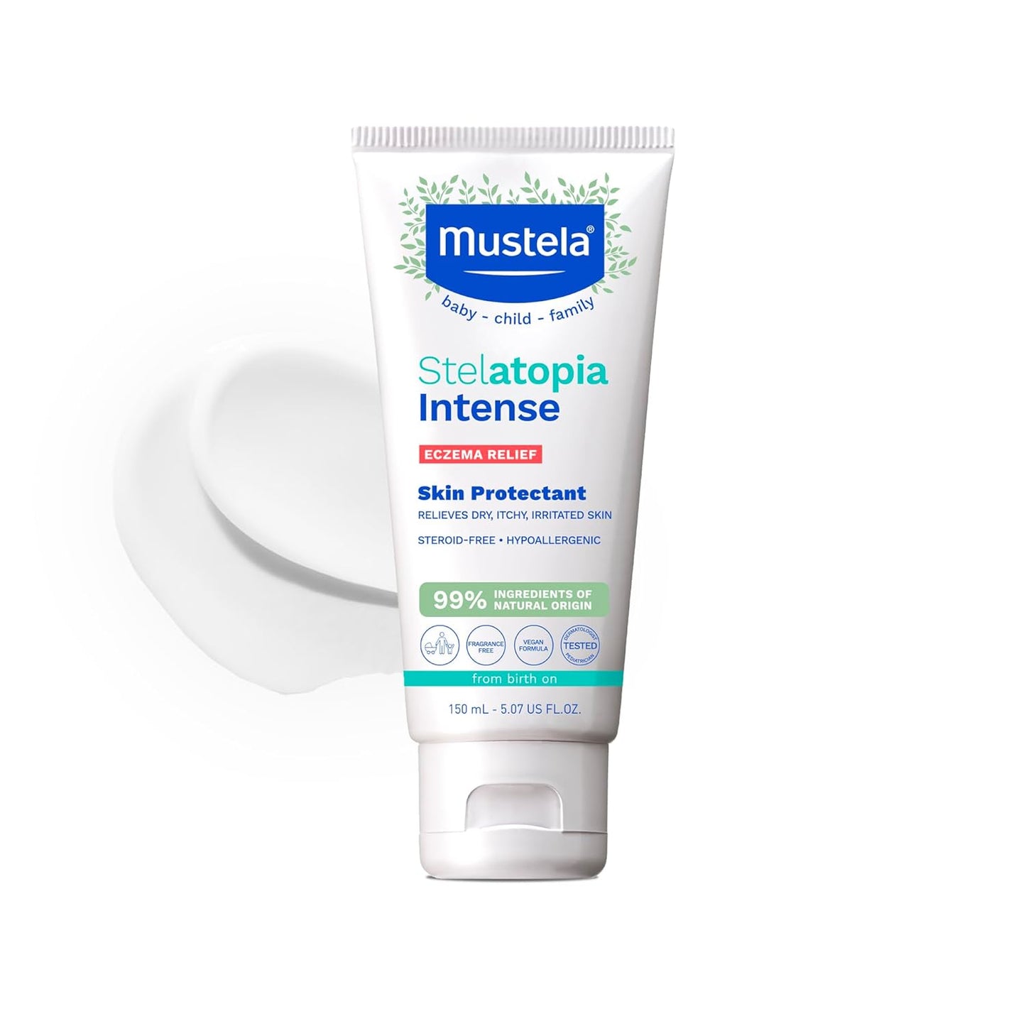 Mustela Eczema Relief Cream - Fragrance-Free Moisturizing Lotion with Colloidal Oatmeal | 5.07 fl. oz. for Dry, Itchy Skin