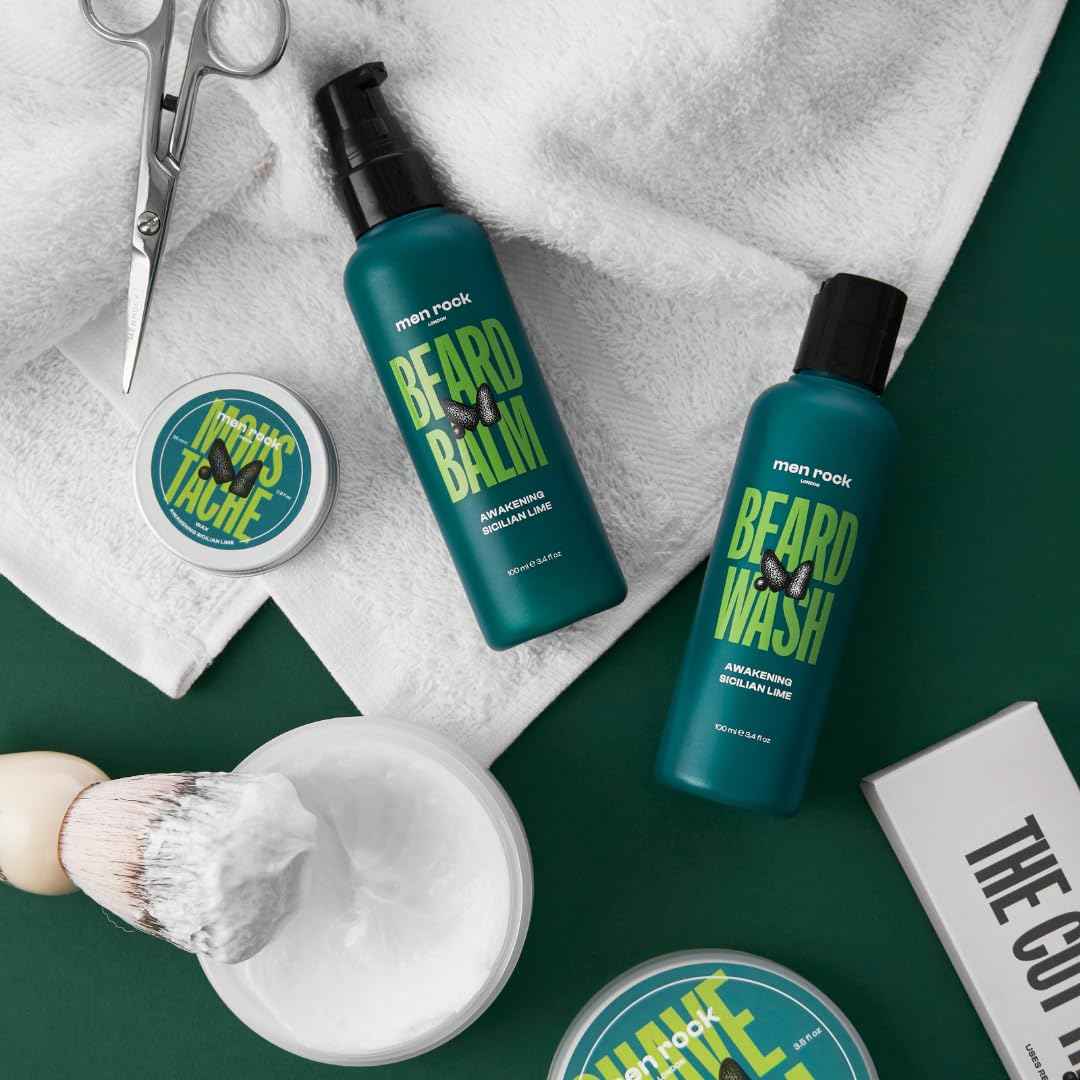 Men Rock Awakening Beard Balm - Sicilian Lime - Leave In Beard Conditioner for Men - Mens Skincare Products - Conditioning and Softening Balm - 3.4 oz