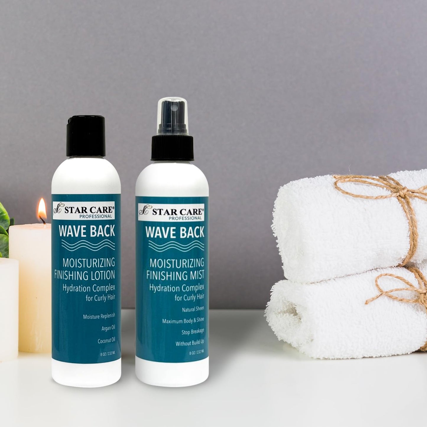 STAR CARE Wave Back Curl Lotion & Mist Set Curl Defining Leave-In Lotion, Enhancing Finishing Mist for Curly & Wavy Hair, Anti-Frizz Hydrating Bundle 2 x 8oz