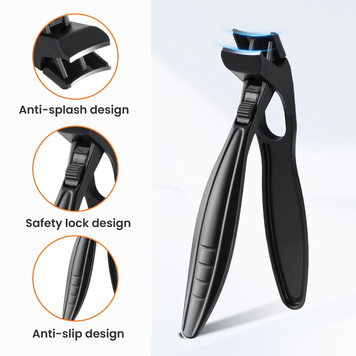 Extended Toenail Clippers Set for Thick Toenails, Long Handled Toenail Clippers for Seniors, Wide Jaw Opening Fingernail Clippers with Catcher, Ergonomic Heavy Duty Cutter for Men Women
