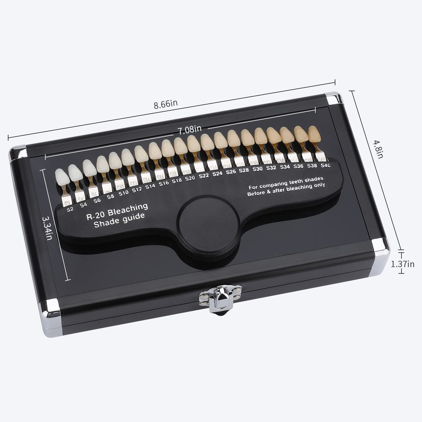 LVCHEN Dental Shade Guide Professional 3D R-20 Tooth Whitening Shade Chart with 20 Colors Teeth Shade Guide with Mirror