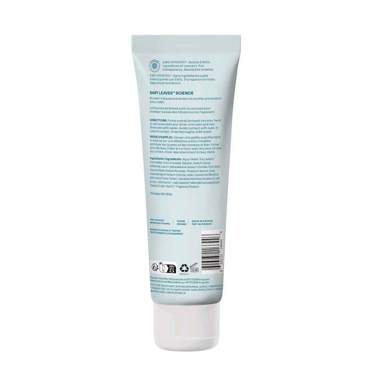 ATTITUDE Baby 2-in-1 Shampoo & Body Wash - EWG Verified, Vegan, Goodnight Scent | 8 Fl Oz