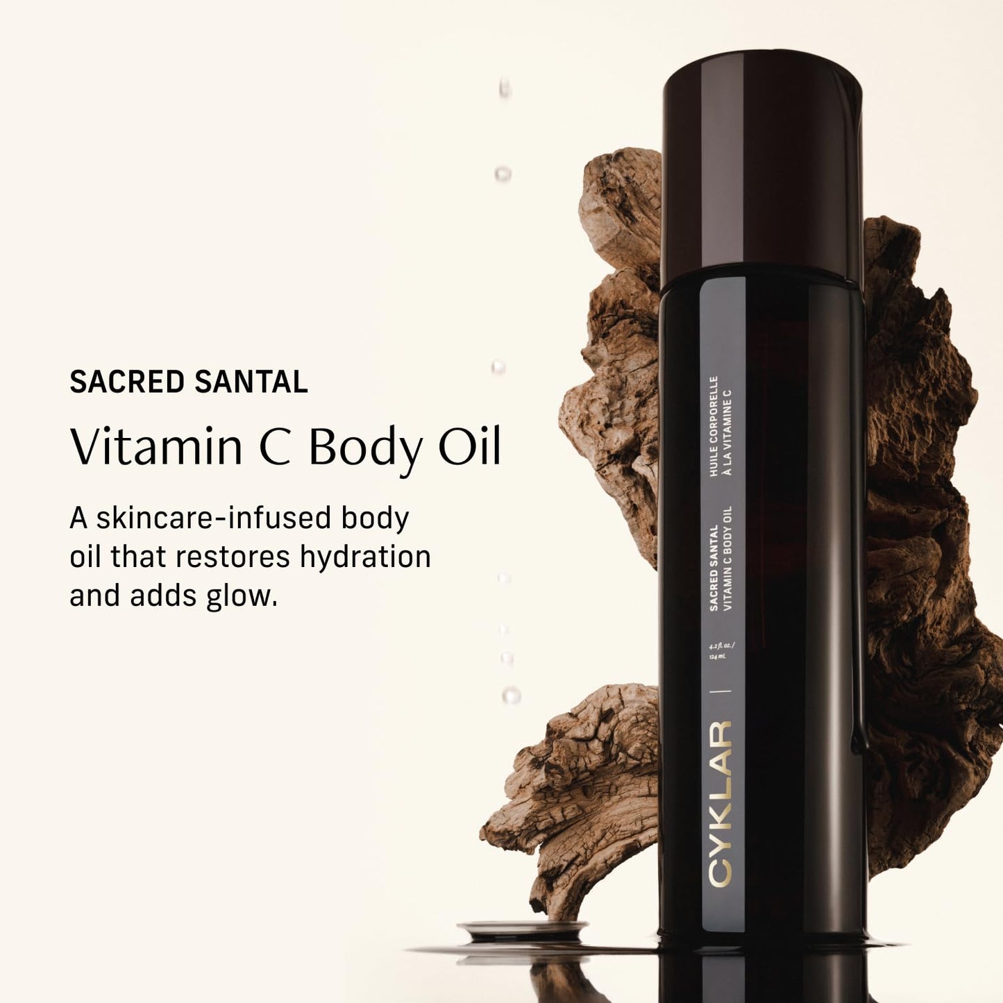 Vitamin C Body Oil for Glowing Skin - Nourishing Santal Scented Serum | 4.2 Fl Oz