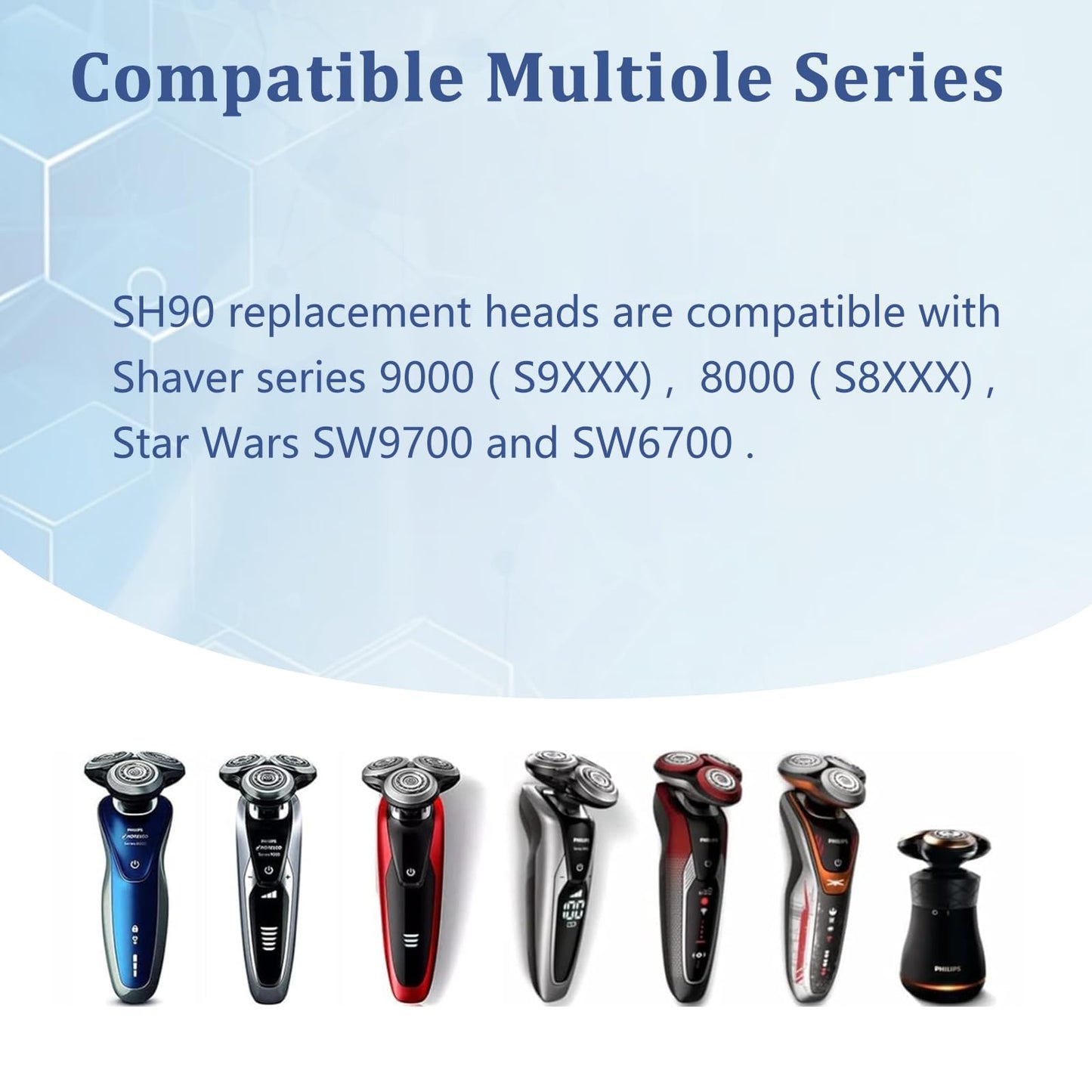 SH90 Replacement Heads Compatible with Philips Norelco Shaver S9000 Serie and S8000 Series, Upgrade Double-Layer Precision Blades,6 pcs