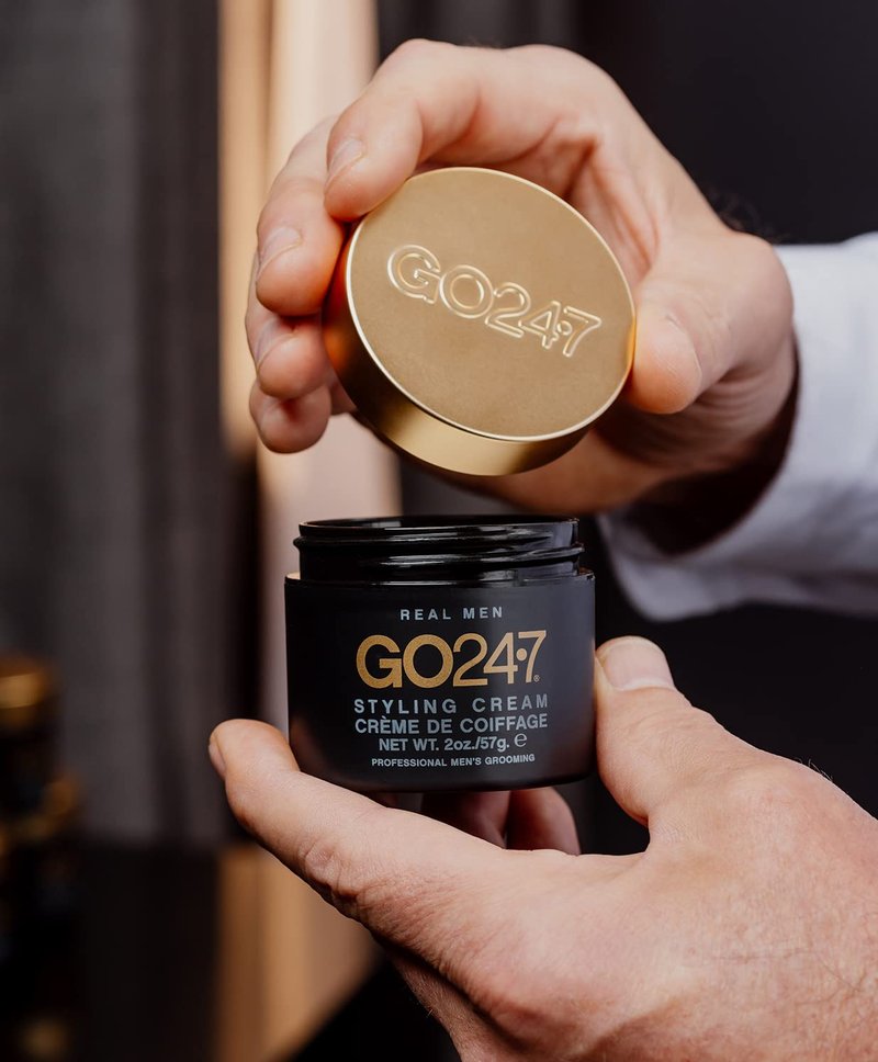 GO247 Styling Cream - Medium Hold Matte Finish Styling Cream for Men - Controls Frizz & Flyaways - Ideal for Natural, Flexible Styles - Perfect for Short to Medium Hair, 2 Oz
