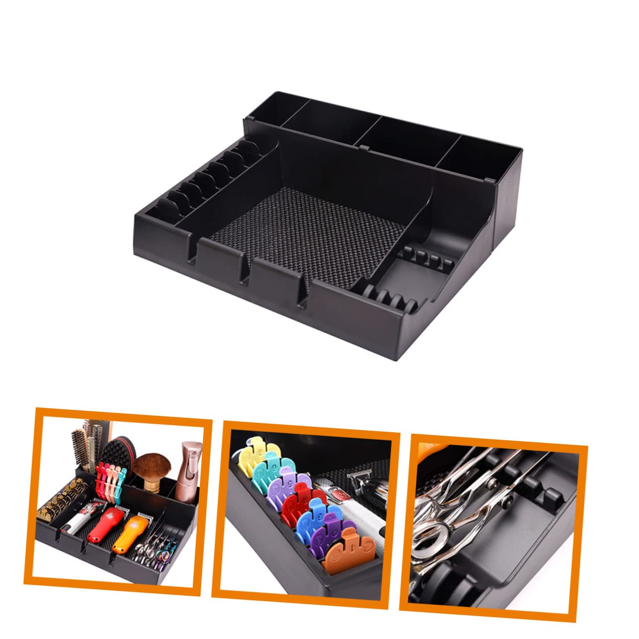 BIUDECO Barber Clipper Tray Organizer Portable Haircut Tools Keeper for Salon Hair Clippers Holder with Multiple Compartments Station Organizer for Hair Cutting Tools