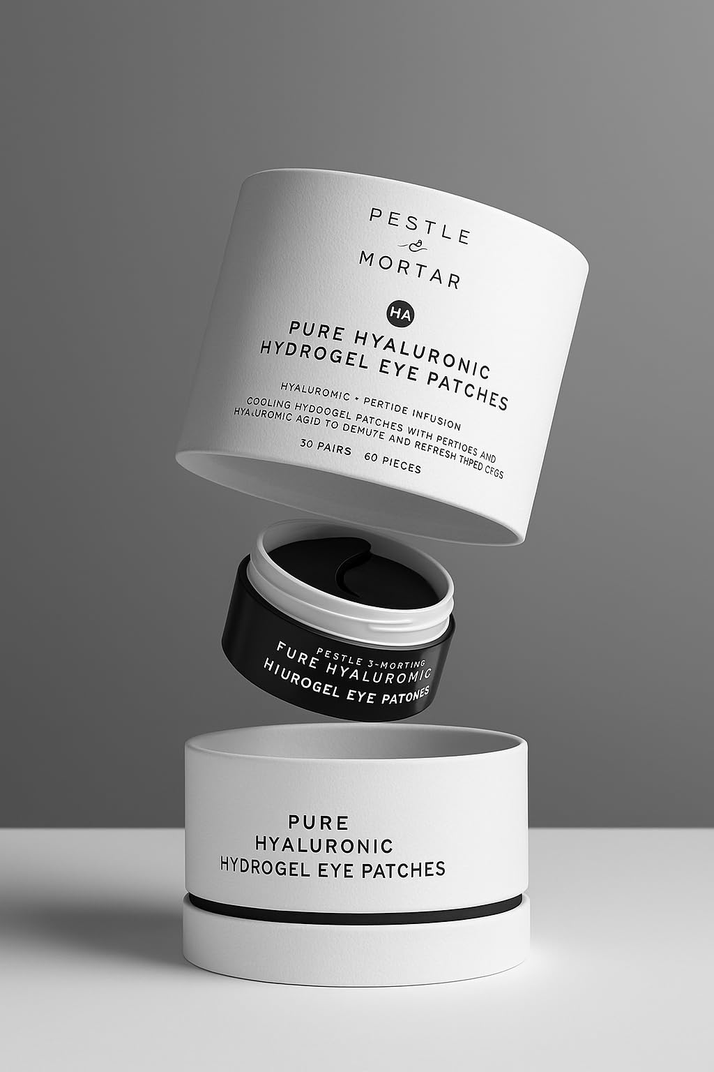 Pestle & Mortar Pure Hyaluronic Hydrogel Eye Patches, 30 Pairs, Cooling Under-Eye Treatment with Peptides for Hydration and Depuffing