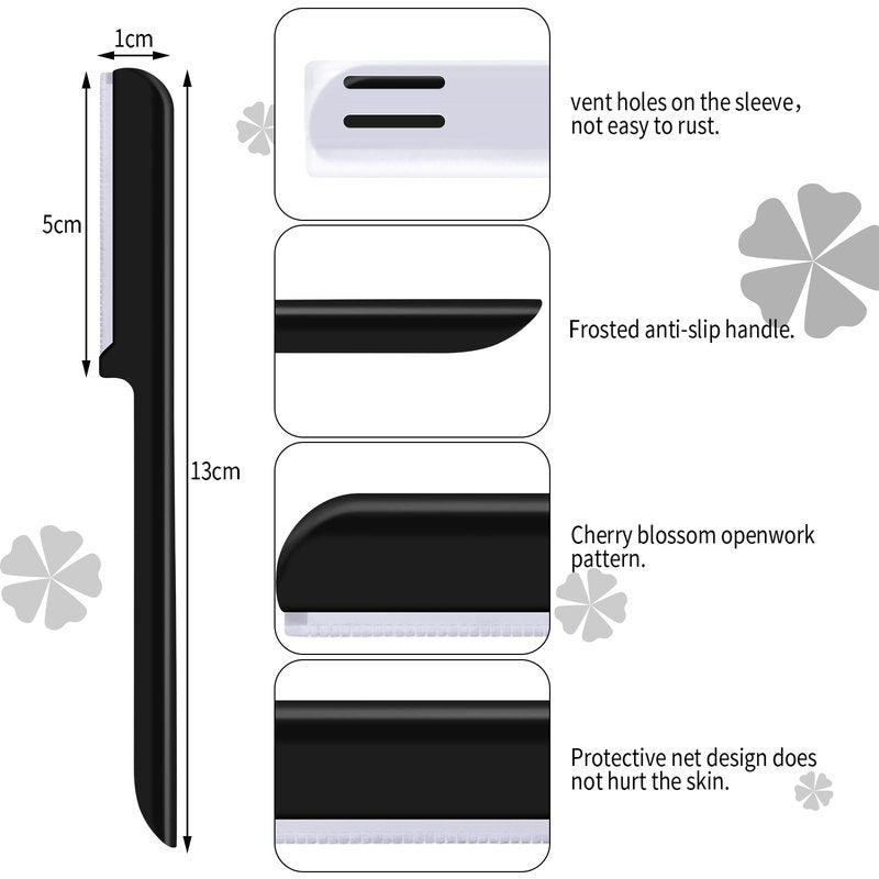 10 Pieces Eyebrow Razor for Women Facial Shaver Razor Brow Shaper Eyebrow Trimmer Dermaplaner Shaping Tool with Cover (Black)