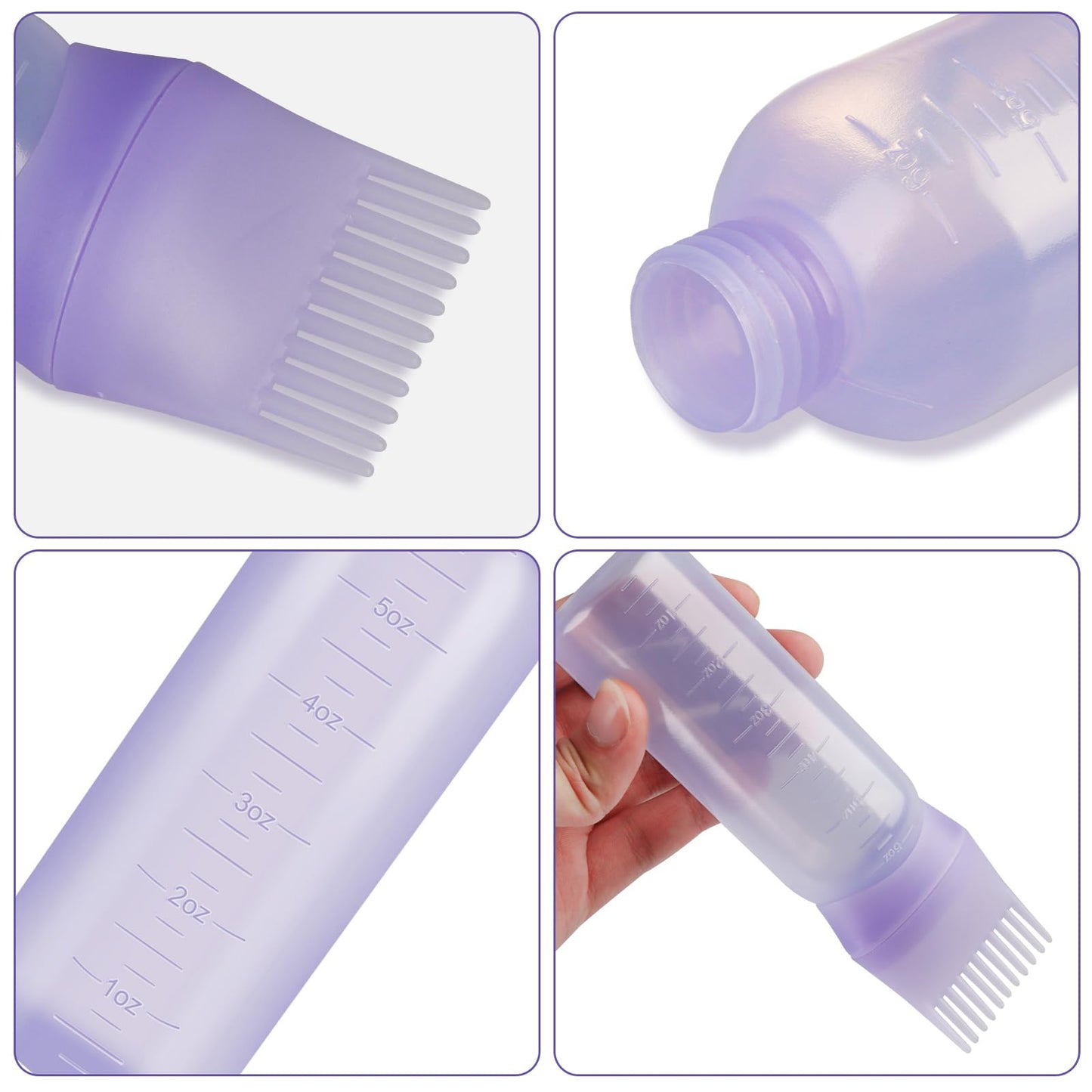TAOTOP 3 Pack Root Comb Applicator Bottle, Oil Applicator for Hair Dye, Bottle with Graduated Scale