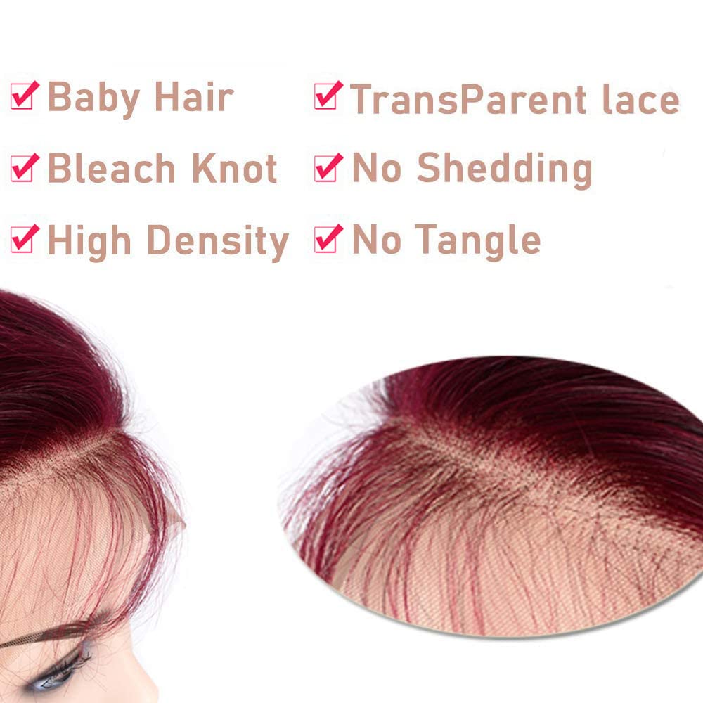 Jinhongze 99J Burgundy Bob Wigs Human Hair Burgundy Curly Lace Front Wigs Human Hair 13x4 Lace Front Wigs Short Curly Bob Wigs Deep Curly Lace Front Wigs for Black Women 8 Inch