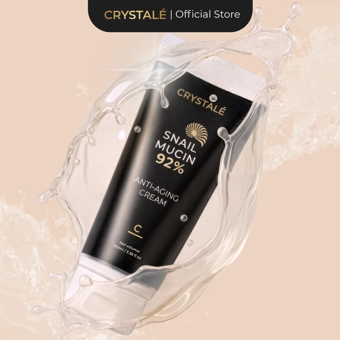 CRYSTALÉ Snail Mucin Filtrate 92% Hydrating Face Moisturizer Gel Cream for Korean Skin Care Beauty Routine with Niacinamide and Panthenol, Deep Hydration Formula for Face, Hands and Body, 3.38 fl.oz