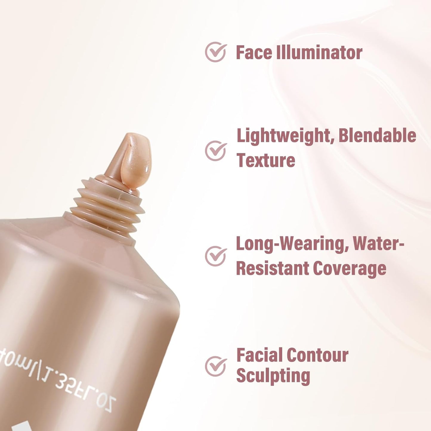 Liquid Foundation Makeup - Waterproof Dewy Formula with Shimmer | Illuminating Highlighter for Natural Glow
