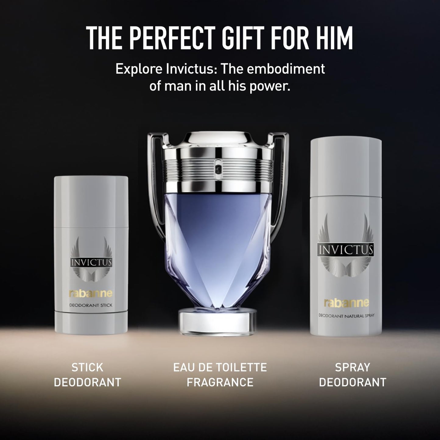 Rabanne Invictus Deodorant Stick for Men - Woody Aquatic Scent with Long Lasting Protection - Vibrant Sensual Body Spray Deodorant from Paris - Champion's All-Day Freshness, 2.5 oz