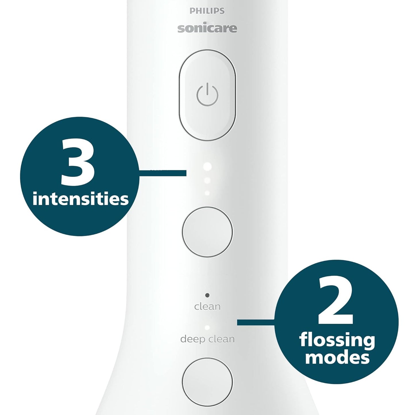 Philips Sonicare Cordless Power Flosser 3000 - Water Flosser with Quad Stream Technology | 2 Modes, 3 Intensity Levels, Ergonomic Design, White