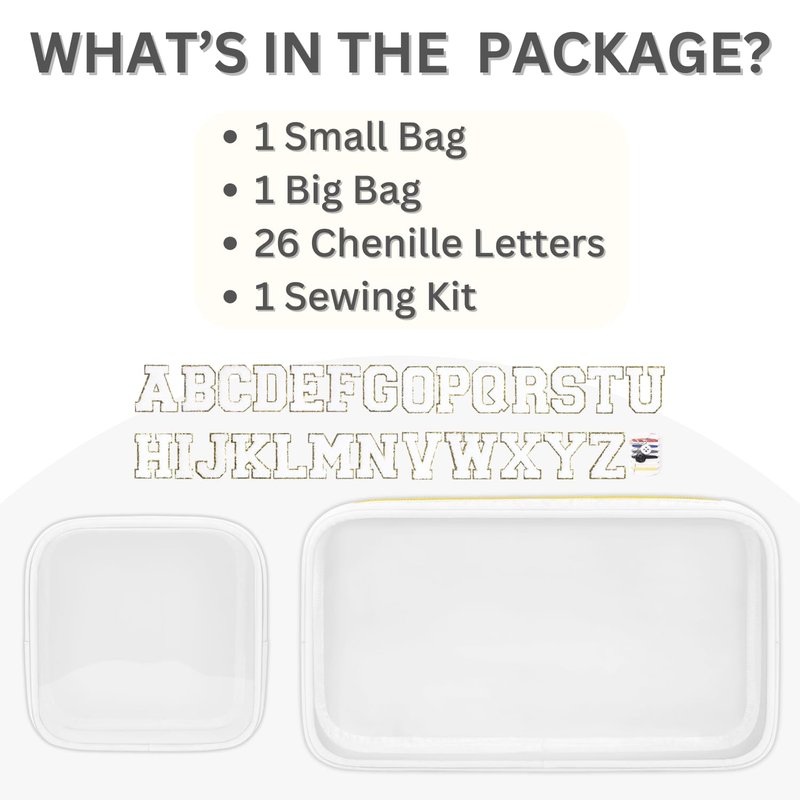 GODEAGLE Personalized Travel Makeup Bag Set, 2PCS Toiletry Bag & 26 Chenille Letters, Elegant Skincare Bag, DIY Bridal Shower Gifts for Engagement Wedding (White)