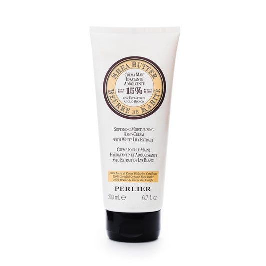 Perlier – Shea Butter & White Lily Hand Cream, 6.7 fl oz, Ultra-Moisturizing Formula, 15% Pure Shea Butter, Soothing & Emollient, 100% Organic Shea, Perfect for Dry & Sensitive Skin