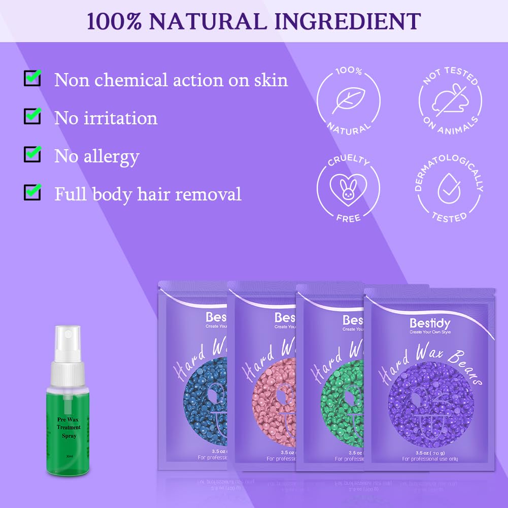 Digital Waxing Kit - Wax Warmer with Hard Wax Beads for Body, Brazilian, Legs, Facial, Eyebrow & Armpit Hair Removal